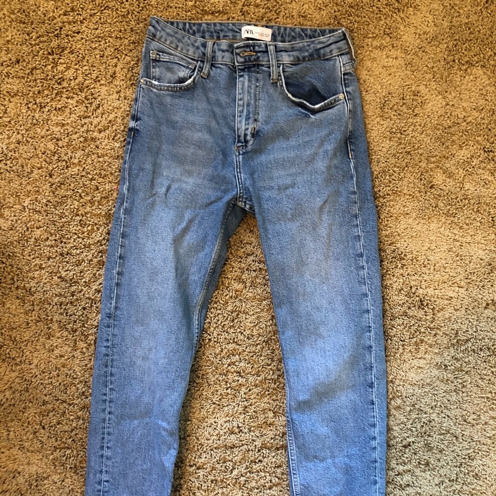 ZARA high waisted straight leg jeans